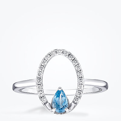 0.45 Karat Pırlanta Blue Topaz Yüzük - Baroni Diamond