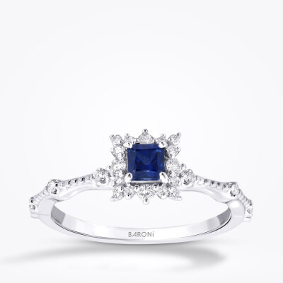 0.47 Karat Pırlanta Safir Yüzük 