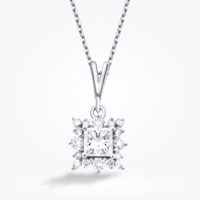 0.48 Karat Pırlanta Kare Kolye - 2