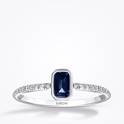 0.48 Karat Pırlanta Safir Yüzük - 1