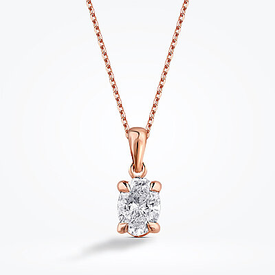 0.50 Karat Pırlanta Oval Tektaş Kolye - 2