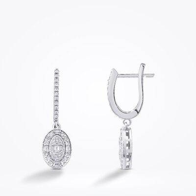 0.51 Karat Pırlanta Baget Taşlı Küpe - 1