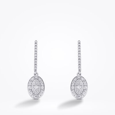 0.51 Karat Pırlanta Baget Taşlı Küpe - 2