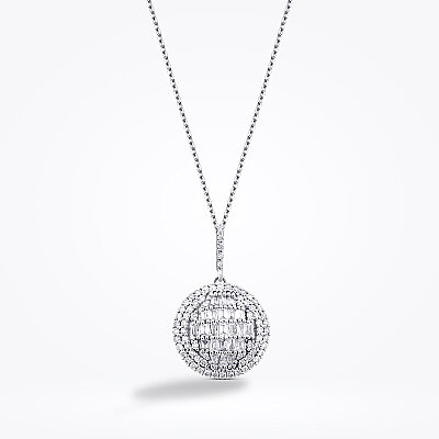 0.51 Karat Pırlanta Baget Taşlı Yuvarlak Kolye - 1