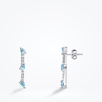 0.51 Karat Pırlanta Blue Topaz Küpe - Baroni Diamond