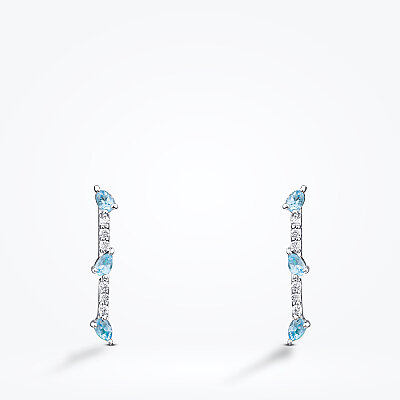 0.51 Karat Pırlanta Blue Topaz Küpe - 2