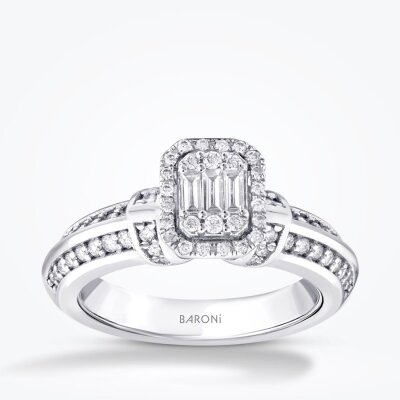 0.52 Karat Pırlanta Baget Yüzük - 1