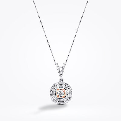 0.52 Karat Pırlanta İki Renkli Kolye - 1