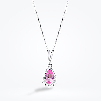 0.52 Karat Pırlanta Pembe Safir Kolye - Baroni Diamond