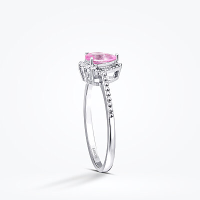 0.52 Karat Pırlanta Pembe Safir Yüzük - 2