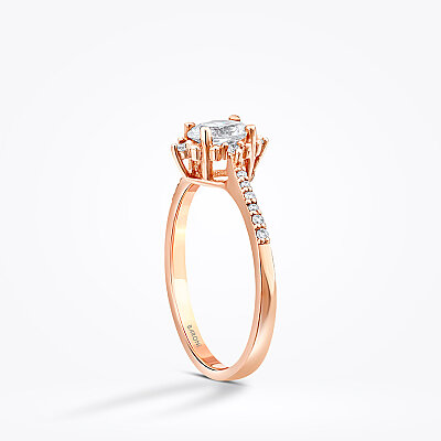 0.53 Karat Pırlanta Oval Lotus Yüzük - 2
