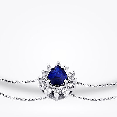 0.53 Karat Pırlanta Safir Bileklik - 2