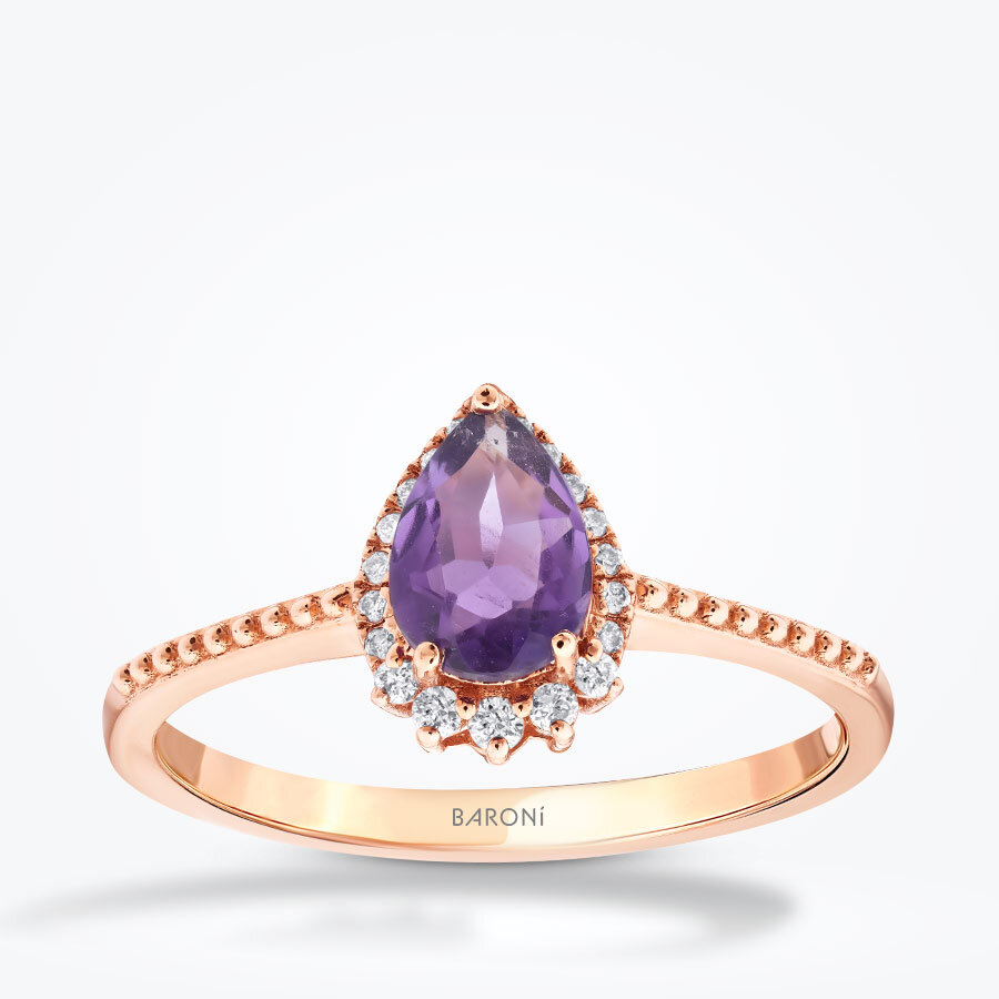 0.56 Karat Pırlanta Ametist Yüzük - Baroni Diamond
