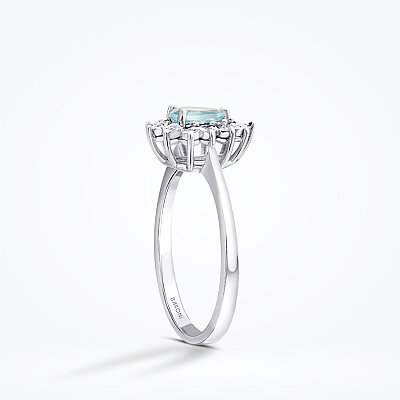 0.57 Karat Pırlanta Damla Taşlı Blue Topaz Yüzük - 2