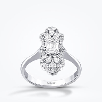 0.57 Karat Pırlanta Trend Baget Yüzük - 1