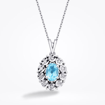0.59 Karat Pırlanta Blue Topaz Kolye - Baroni Diamond (1)