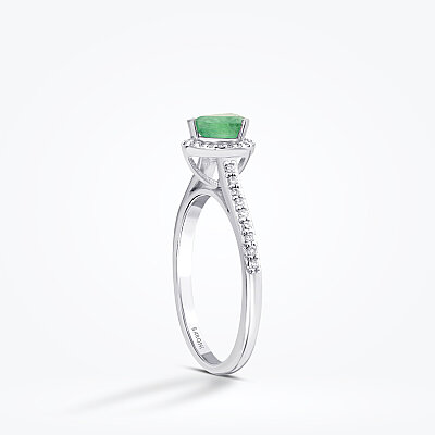 0.59 Karat Pırlanta Damla Zümrüt Yüzük - 2