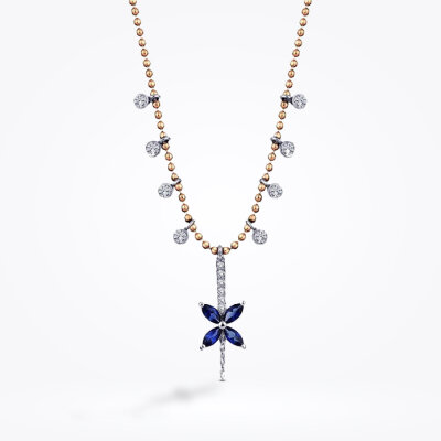 0.59 Karat Pırlanta Safir Kolye - 1