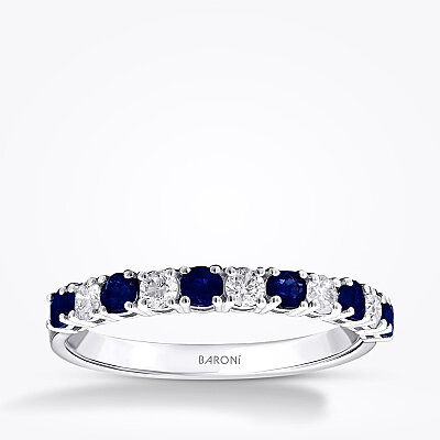 0.59 Karat Pırlanta Safir Yüzük - 1