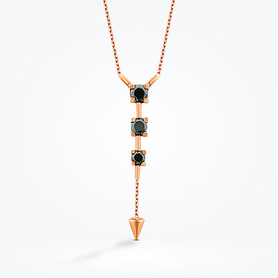 0.59 Karat Siyah Taşlı Sarkaç Kolye - 2