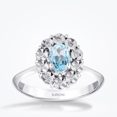 0.60 Karat Pırlanta Blue Topaz Yüzük 