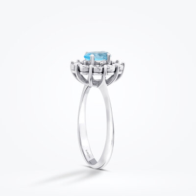 0.60 Karat Pırlanta Blue Topaz Yüzük - Baroni Diamond (1)