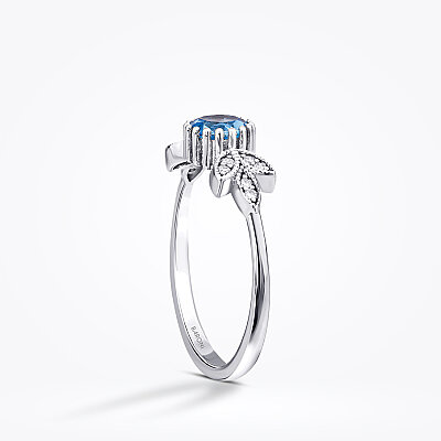 0.63 Karat Pırlanta Blue Topaz Yüzük - 2