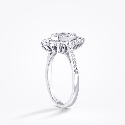 0.65 Karat Pırlanta Baget Damla Yüzük - 2