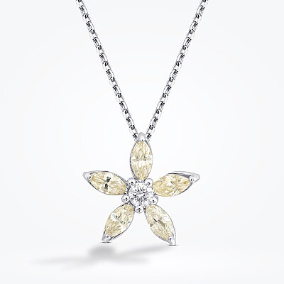 0.65 Karat Pırlanta Markiz Taşlı Fancy Çiçek Kolye - Baroni Diamond