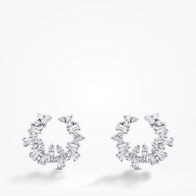 0.66 Karat Pırlanta Baget Taşlı Trend Küpe - 2