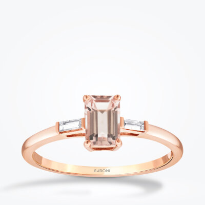 0.66 Karat Pırlanta Morganit Yüzük 