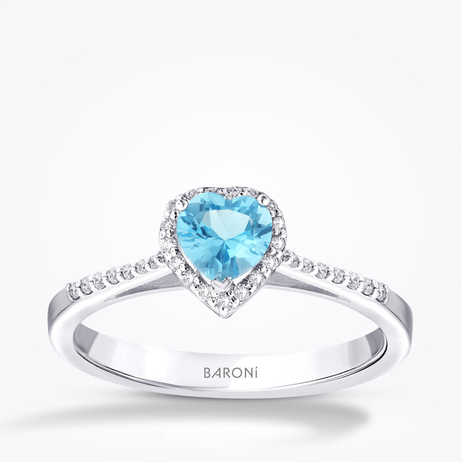 0.67 Karat Pırlanta Blue Topaz Tektaş Yüzük