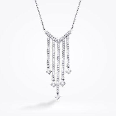 0.67 Karat Pırlanta Kare Taşlı Kolye - 2