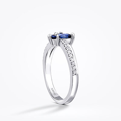 0.69 Karat Pırlanta Safir Kelebek Yüzük - 2