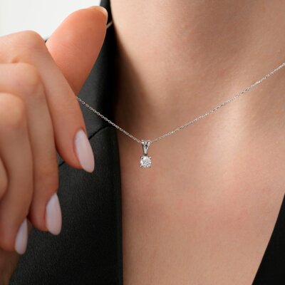 0.70 Karat Pırlanta Tektaş Kolye - 3