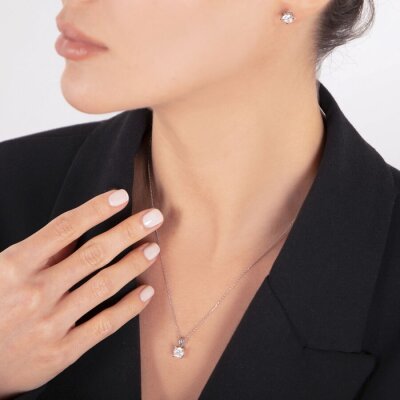 0.70 Karat Pırlanta Tektaş Kolye - 4