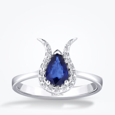 0.72 Karat Pırlanta Safir Yüzük 