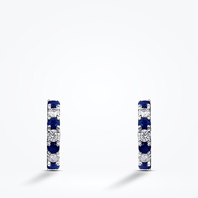 0.73 Karat Pırlanta Safir Halka Küpe - 2