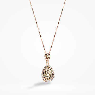 0.74 Karat Pırlanta Yuvarlak Taşlı Damla Kolye - 1