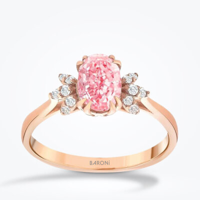 0.77 Karat Pırlanta Turmalin Yüzük - 1