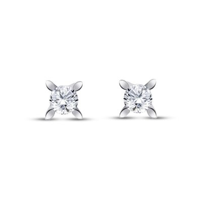 0.80 Karat Pırlanta Tektaş Küpe - 1