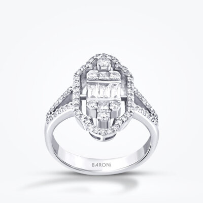 0.80 Karat Pırlanta Trend Baget Yüzük - 1