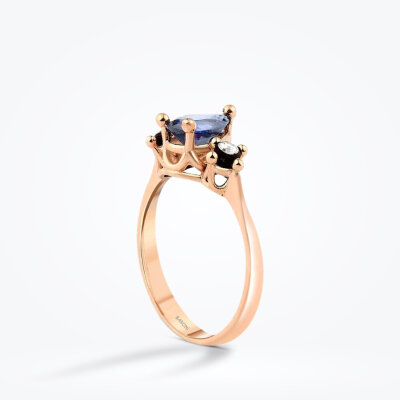 0.85 Karat Elmas Safir Yüzük - 2