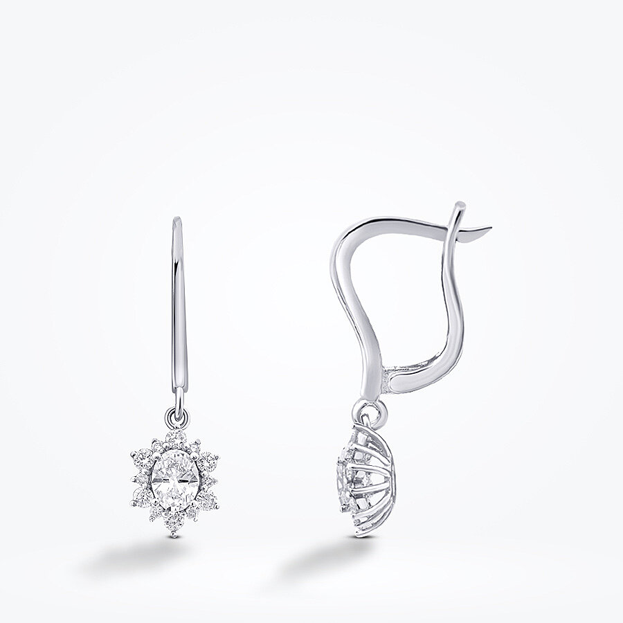 0.91 Karat Pırlanta Oval Taşlı Küpe