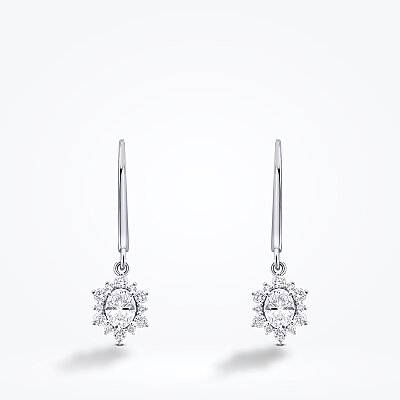 0.91 Karat Pırlanta Oval Taşlı Küpe - 2