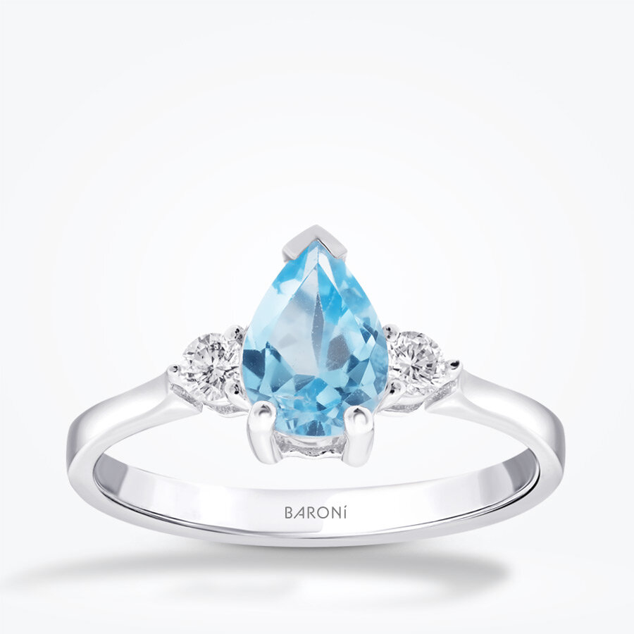 0.92 Karat Pırlanta Blue Topaz Yüzük - Baroni Diamond