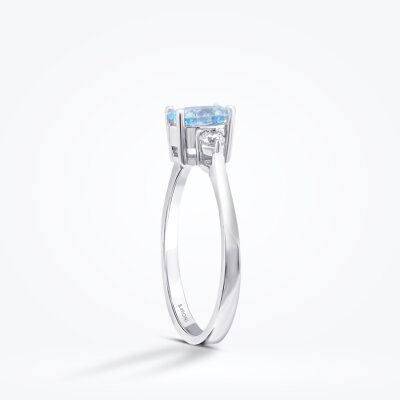 0.92 Karat Pırlanta Blue Topaz Yüzük - 2