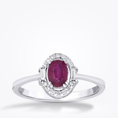 0.95 Karat Pırlanta Yakut Yüzük - 1