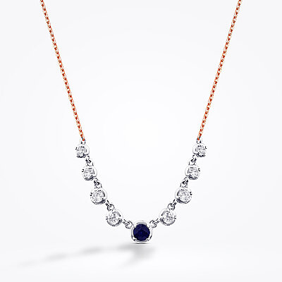 0.97 Karat Pırlanta Safir Kolye - 1