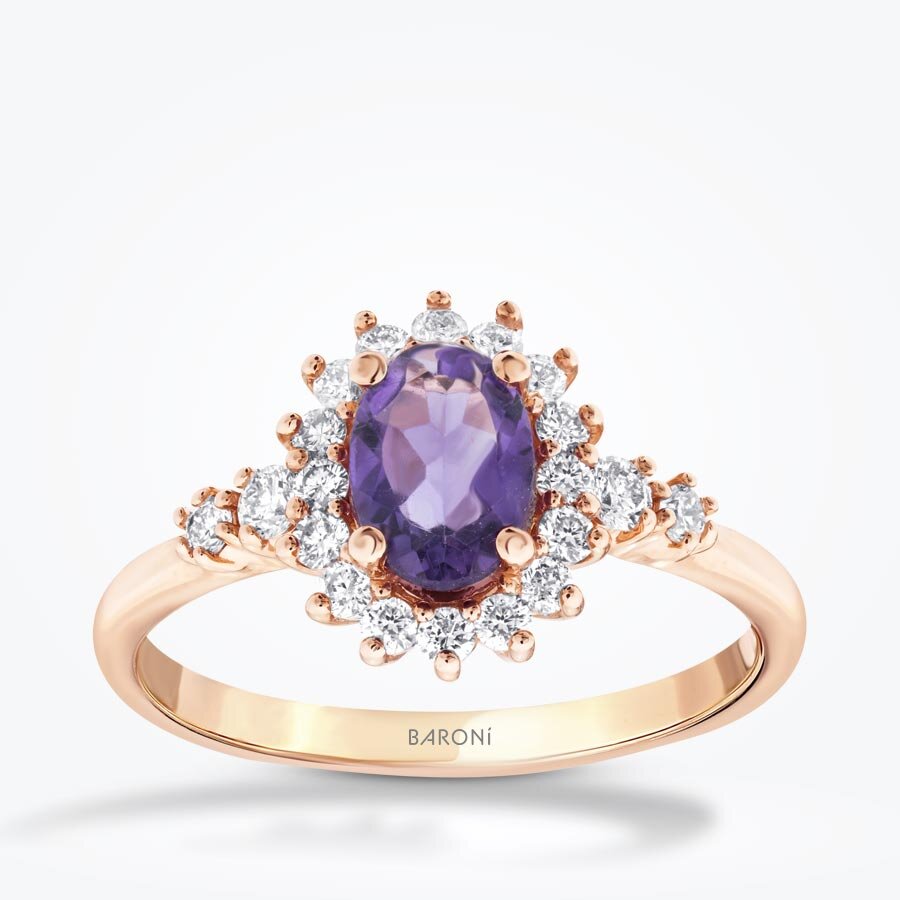 0.98 Karat Pırlanta Ametist Yüzük - Baroni Diamond